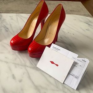 🔥🔥Christian Louboutin Bianca 140 Red Snake 🔥🔥